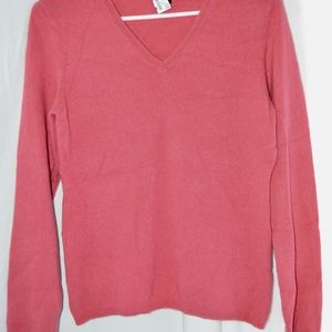 100% Cashmere V Neck Sweater, Pink